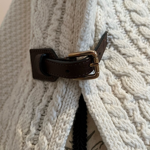 Talbots winter white poncho style sweater, like new, brown buckle trim, - Picture 3 of 8